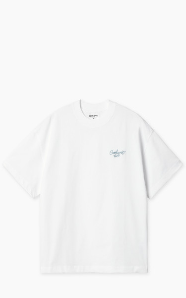 Carhartt WIP S/S Signature Script T-Shirt White/Dusty Ice