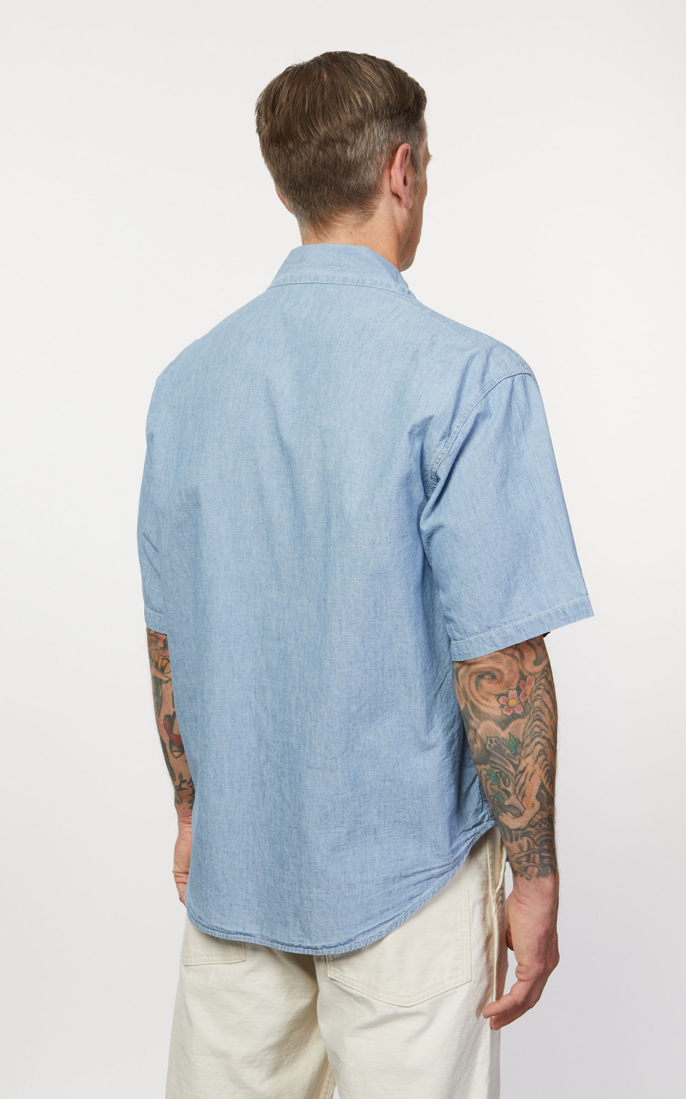 OrSlow US Navy Officer Half Sleeve Shirt Chambray | Cultizm