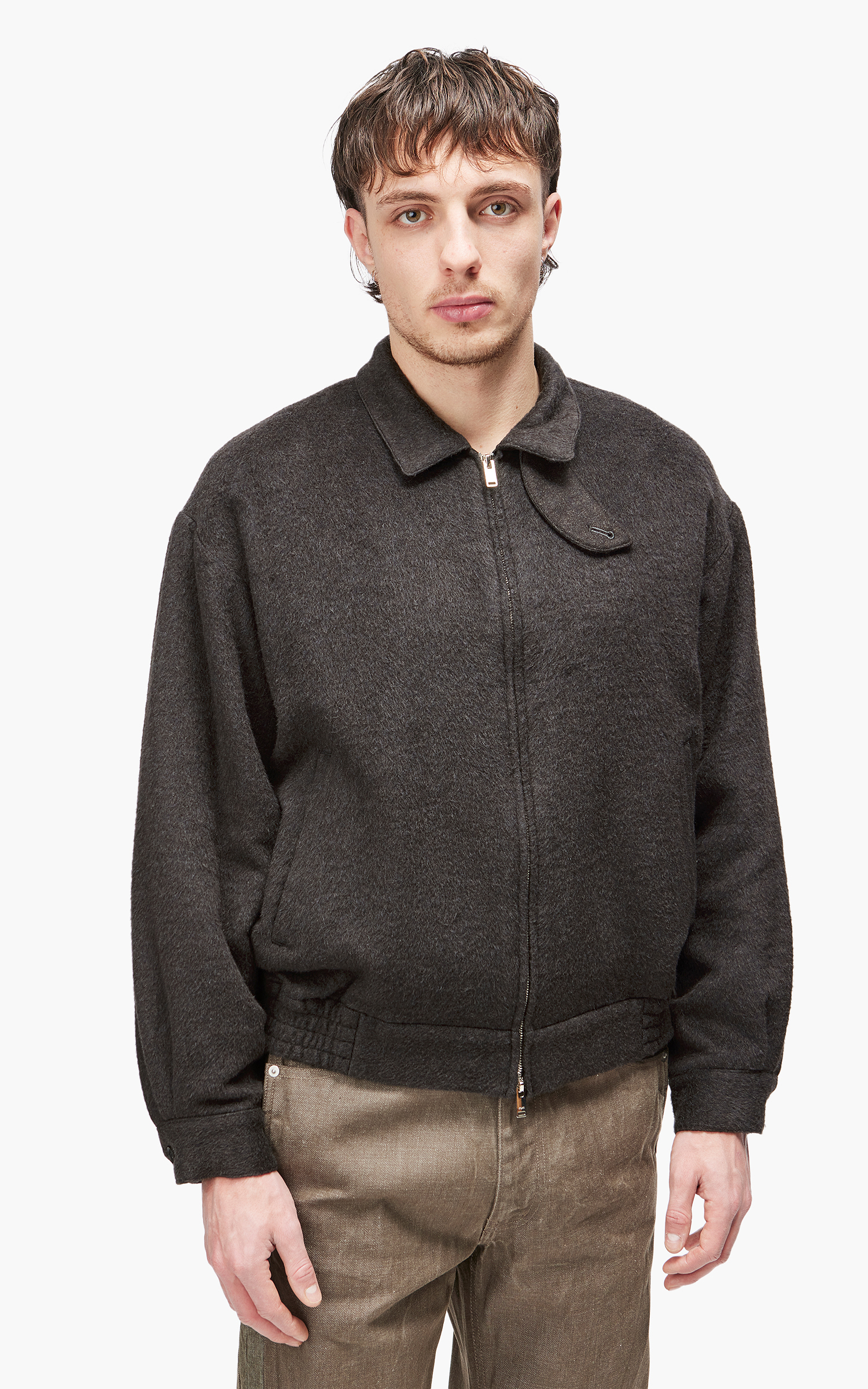 Yoke Cotton Yak Zip Blouson Charcoal | Cultizm