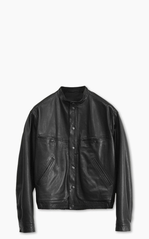 Lemaire Stand Collar Blouson Soft Nappa Leather Black