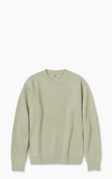 Norse Store  Shipping Worldwide - Auralee Mix Yarn Rib Knit Pullover -  Green