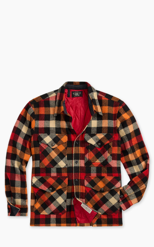 RRL Checked Wool Overshirt Red/Orange Multi