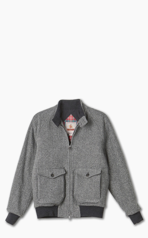 Baracuta G9 AF Wool Pocket Harrington Jacket Herringbone Grey