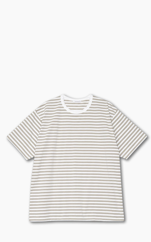 Nanamica COOLMAX Striped Jersey Tee Taupe/White