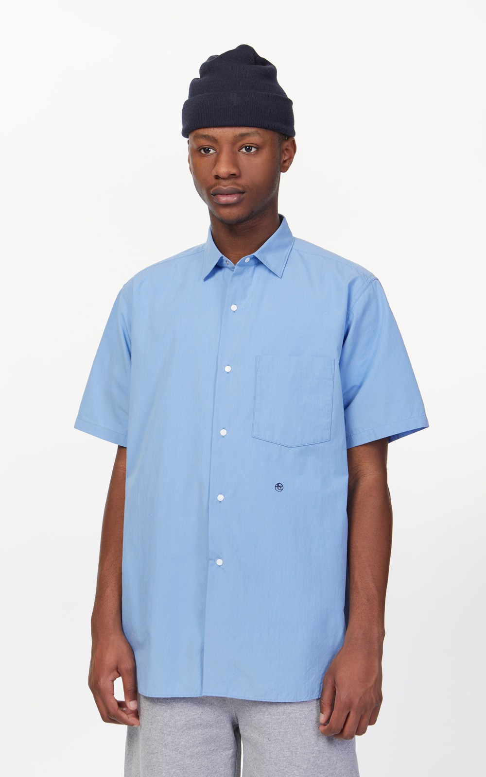 Nanamica Regular Collar Wind S/S Shirt Sax | Cultizm