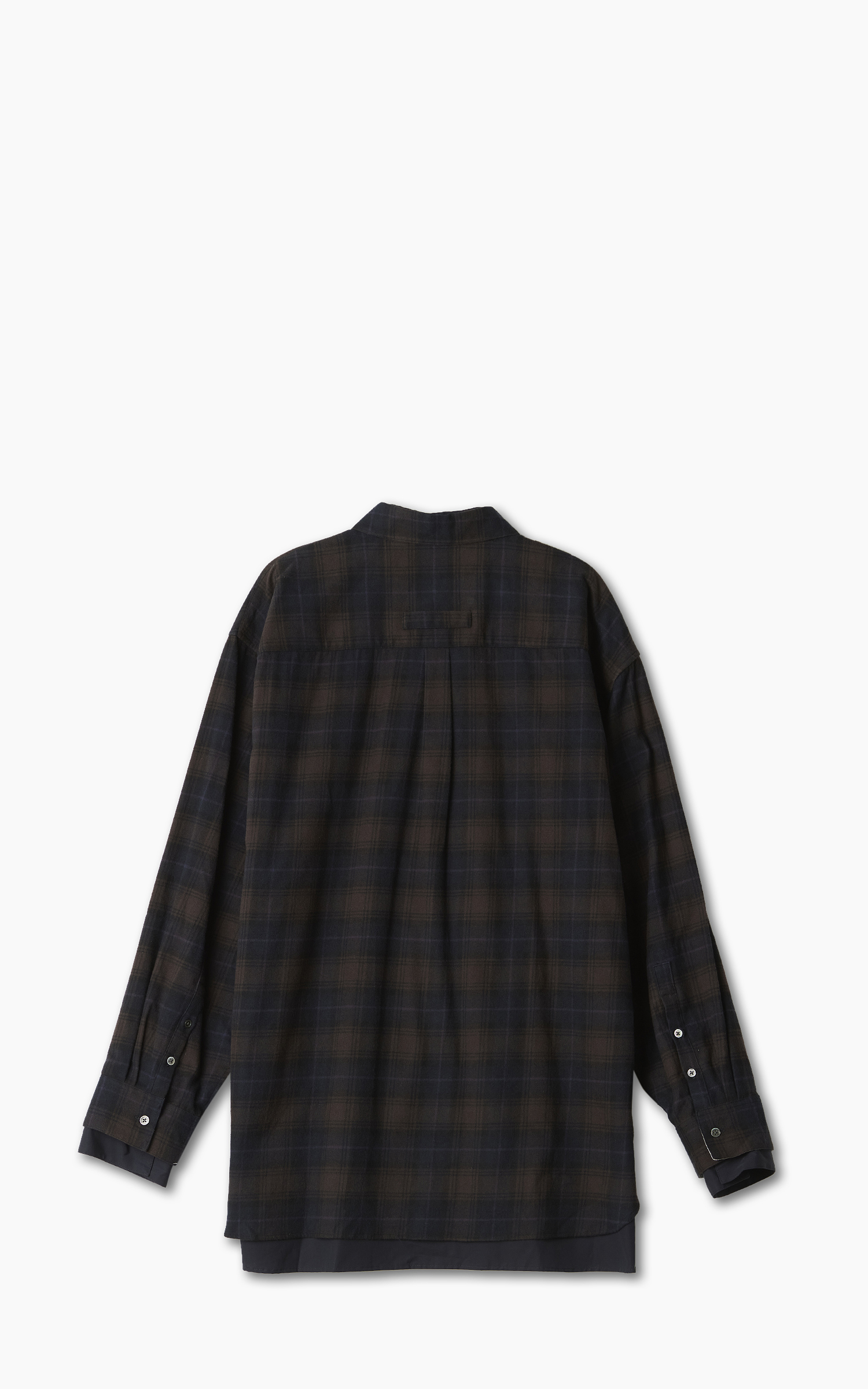 stein Oversized Layered Flannel Shirt Dark Navy Check | Cultizm