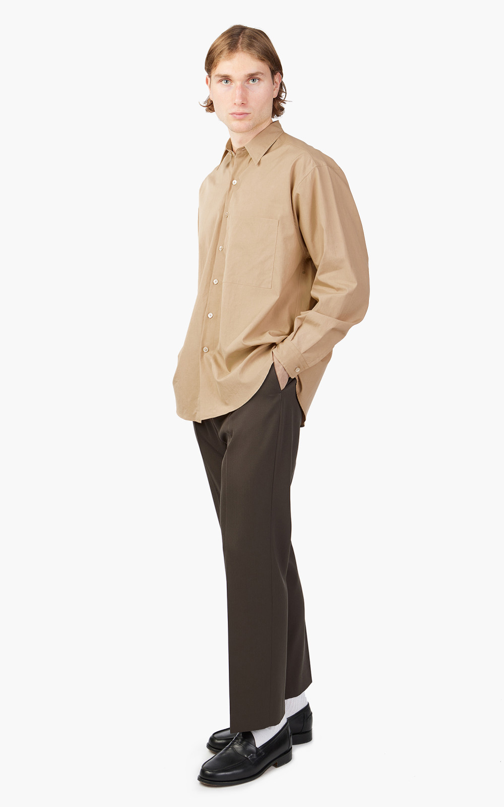 Auralee Washed Finx Twill Big Shirt Light Brown | Cultizm