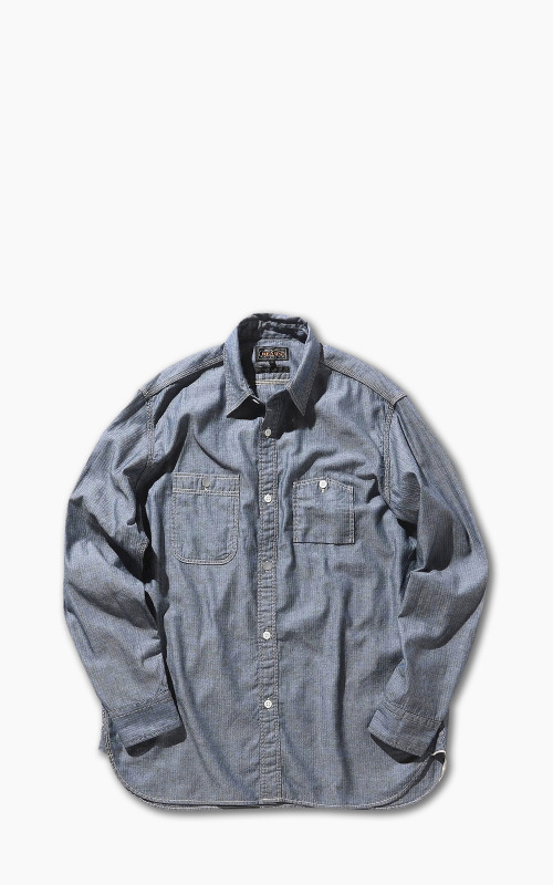 Beams Plus Work Shirt Indigo Herringbone