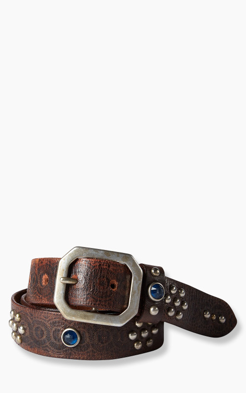 RRL Rasco Studded Leather Belt Vintage Black