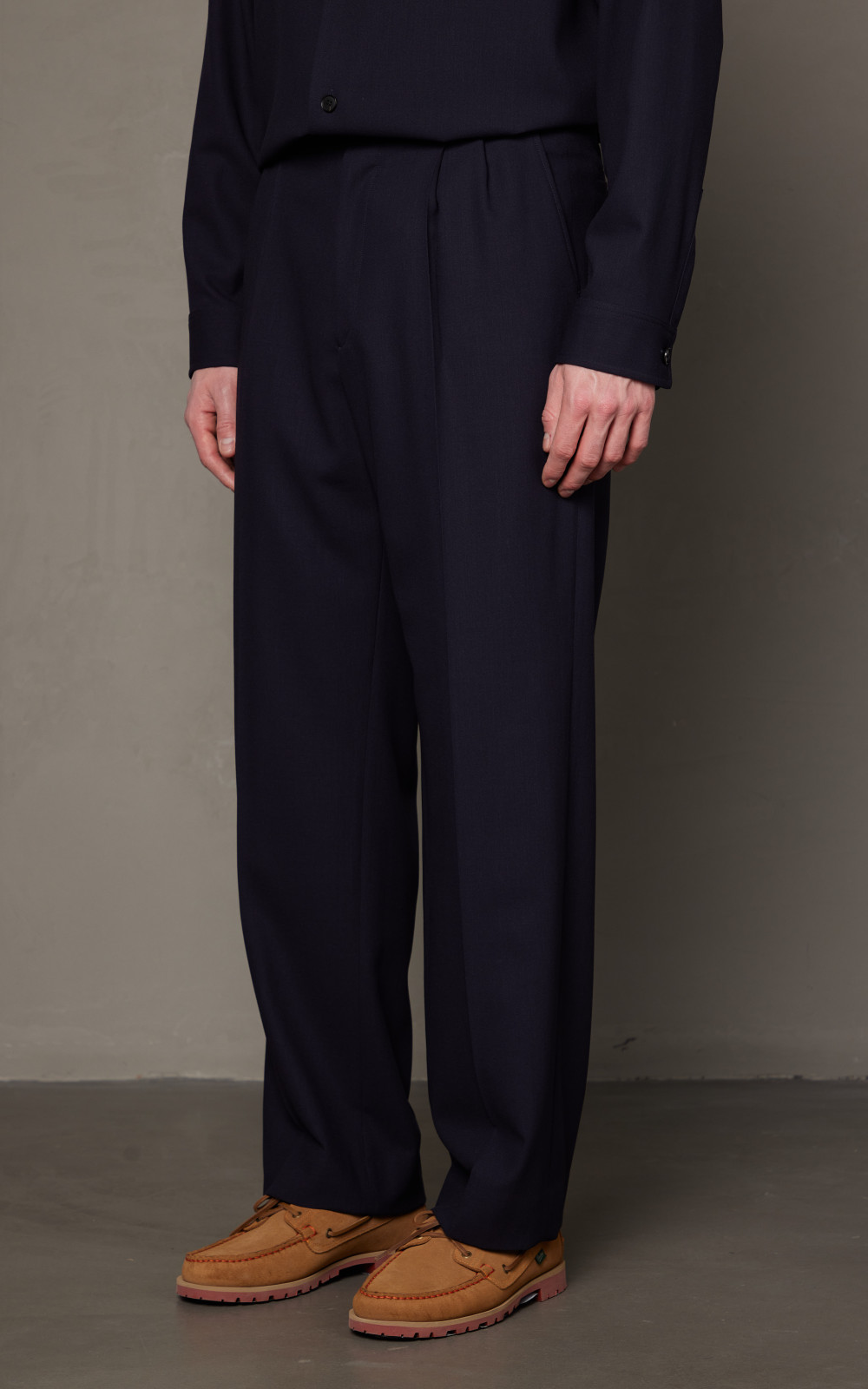 Auralee Hard Twist Wool Dobby Slacks Dark Navy | Cultizm