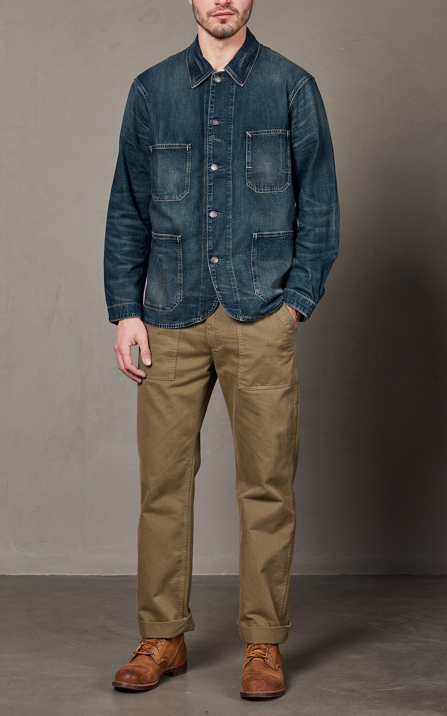 RRL Engineer Denim Jacket Cotton-Linen Torrington Wash | Cultizm