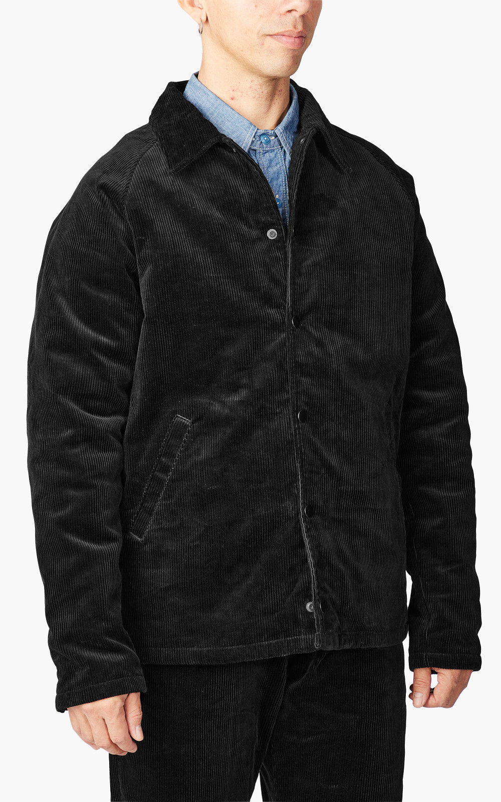 Momotaro Jeans Corduroy Coach Jacket Black | Cultizm