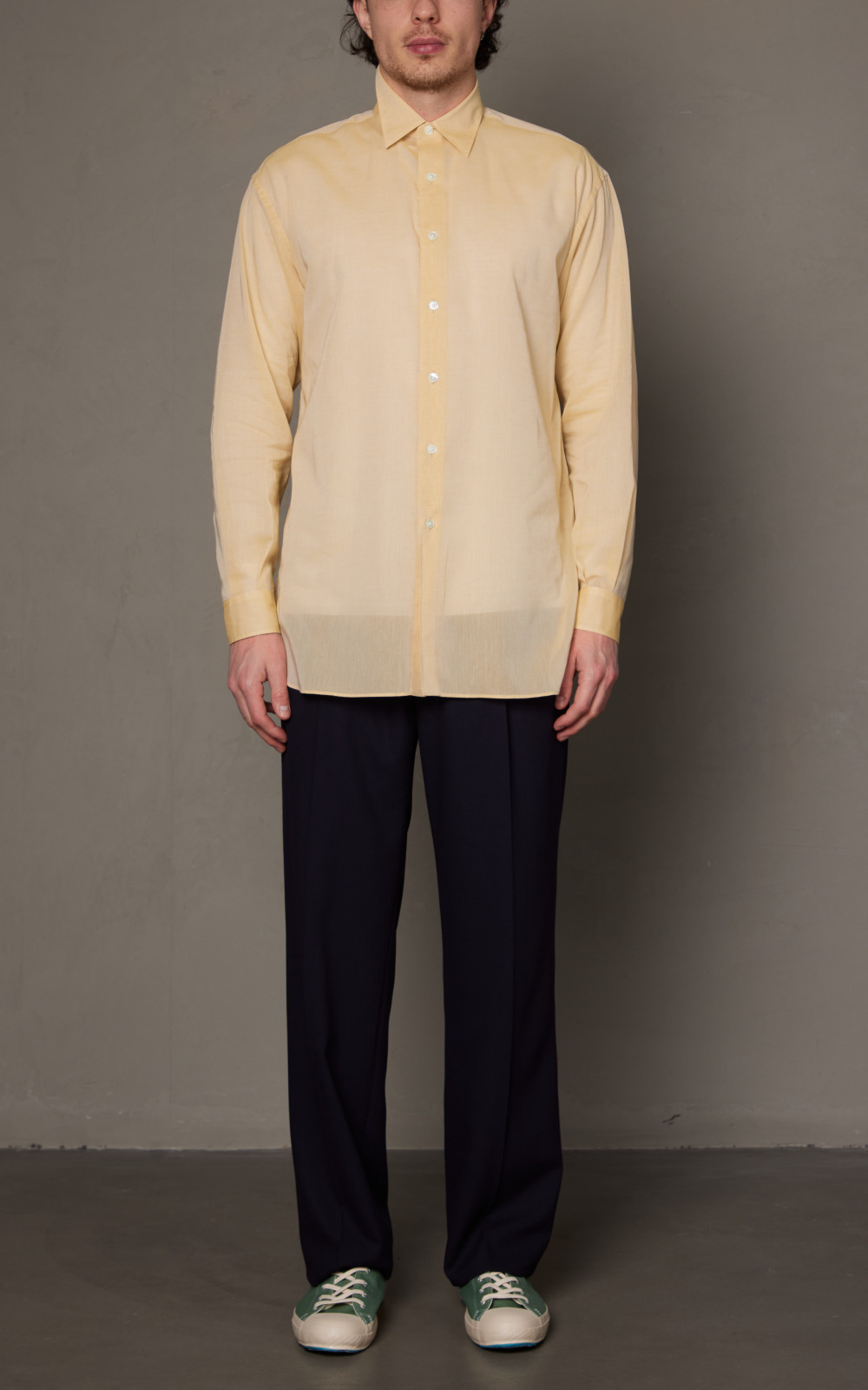 Auralee Hard Twist Finx Organdy Shirt Light Yellow Chambray | Cultizm