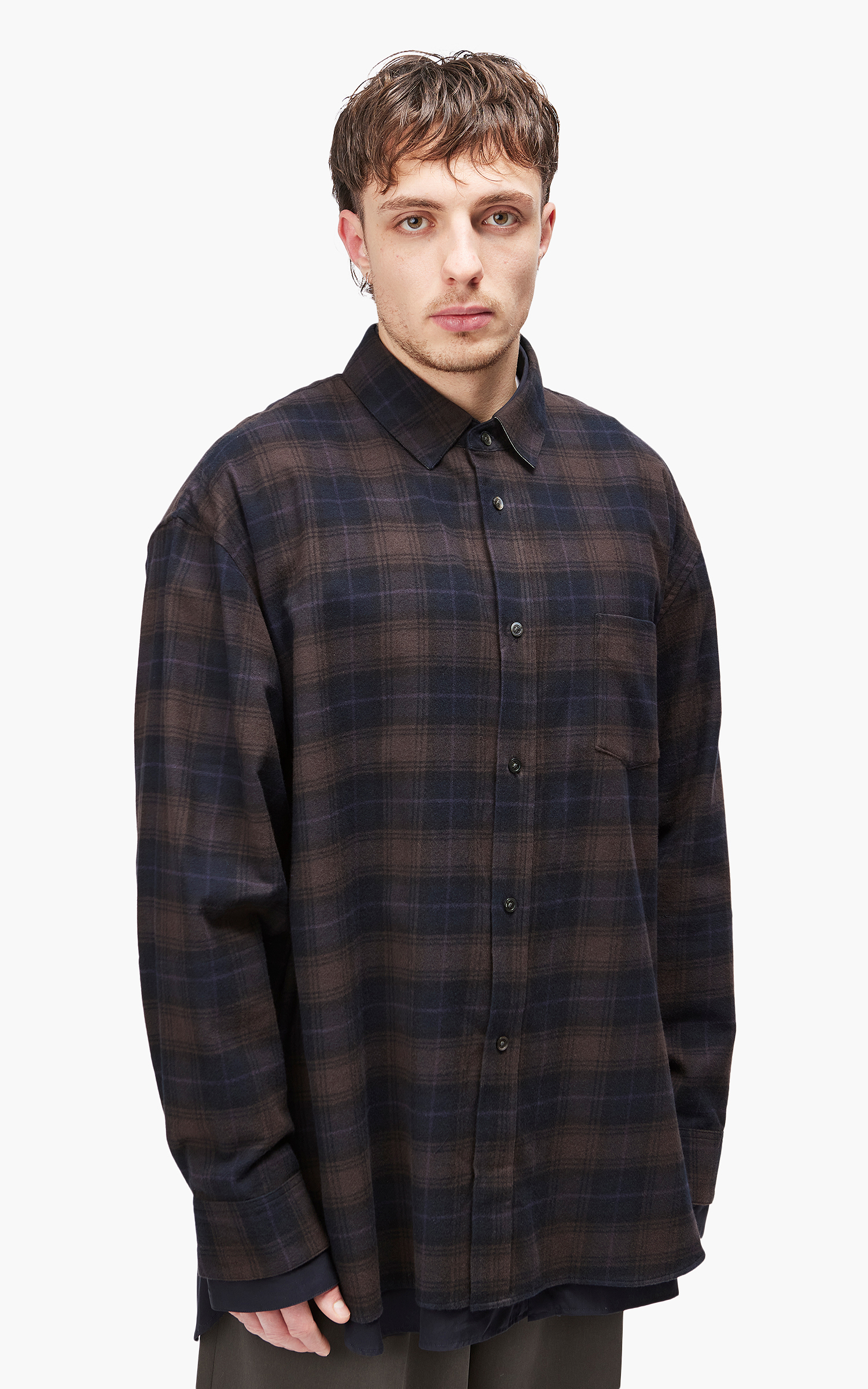 stein Oversized Layered Flannel Shirt - starrvybzonline.com