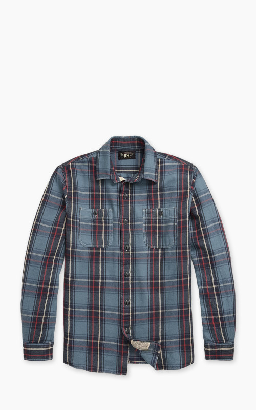 RRL Checked Plaid Twill Workshirt Blue/Red