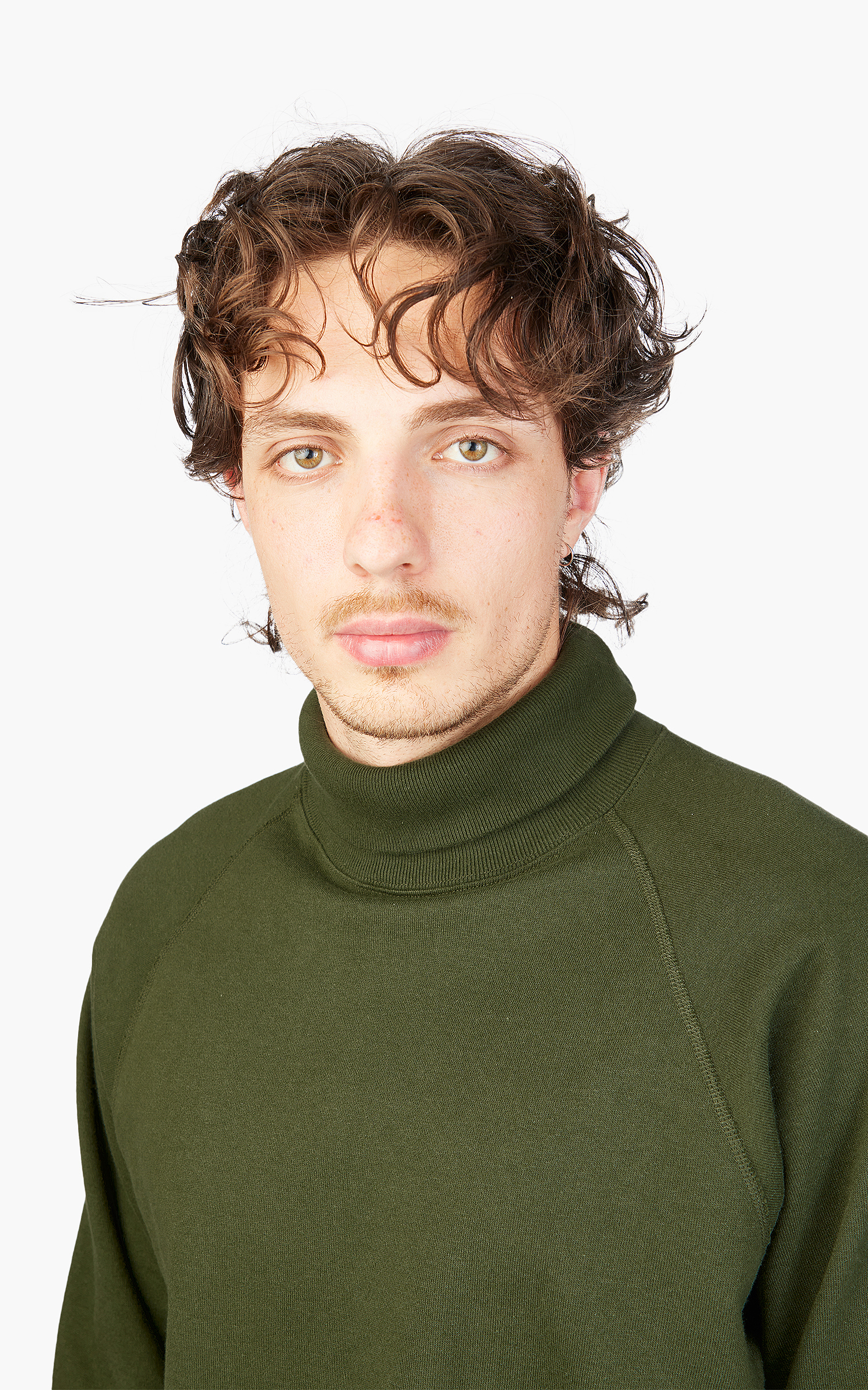 Anatomica Sweat Raglan Turtle Neck Pine Green | Cultizm