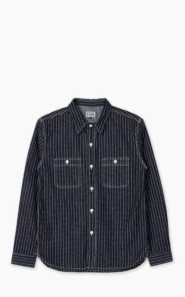 The Flat Head FN-SDK-702L Denim Wabash Work Shirt Blue