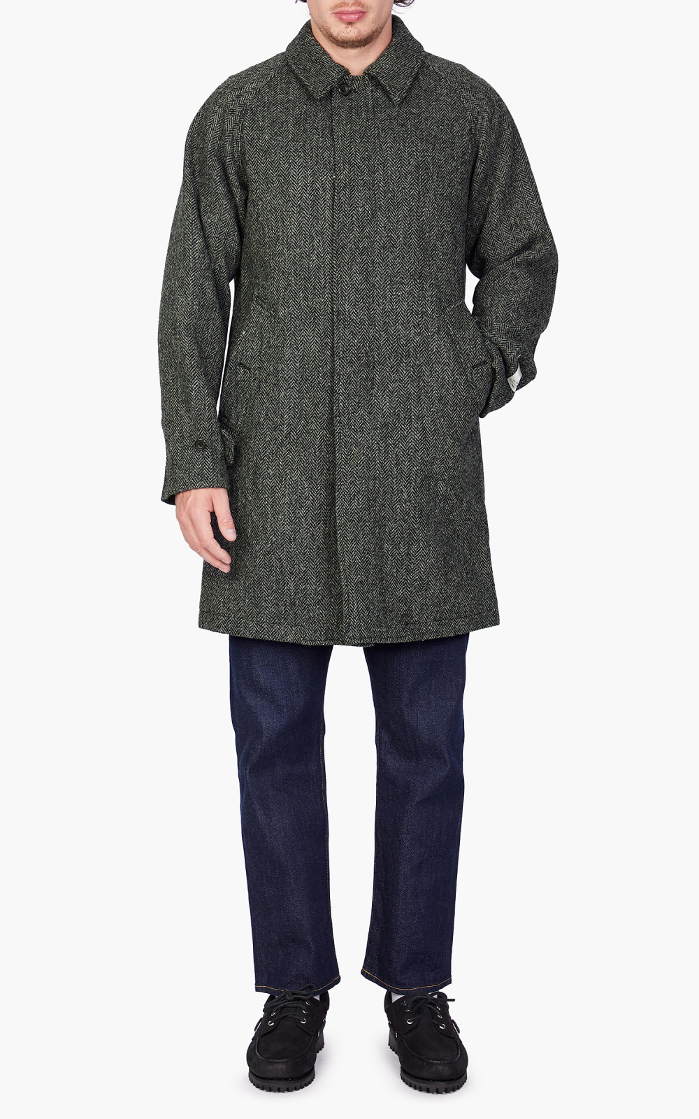 Beams Plus Harris Tweed Baru Color Coat Grey Herringbone | Cultizm