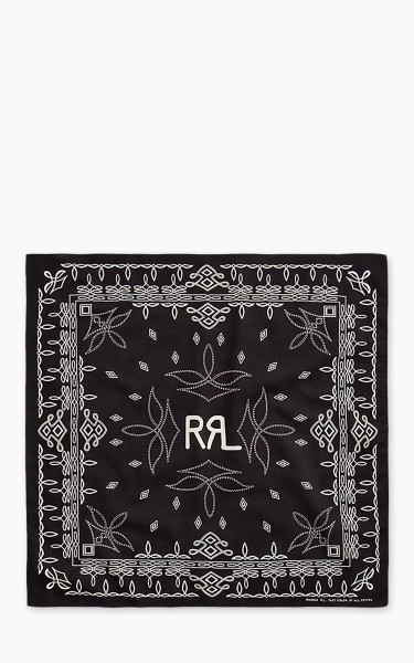 RRL Ranch Logo Cotton Bandana Black/Cream