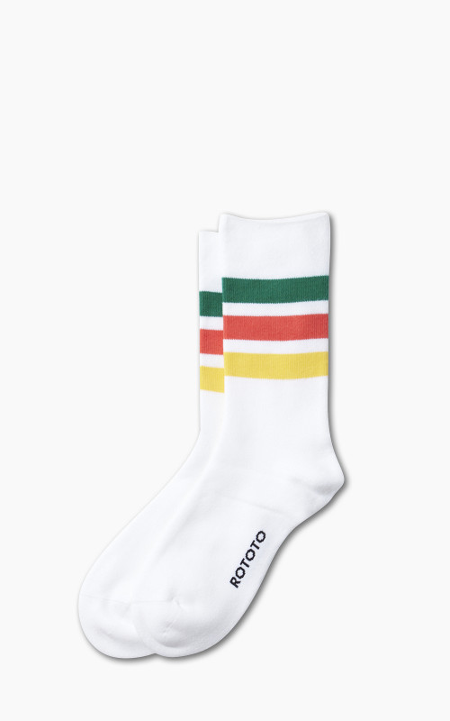 RoToTo R1399 Fine Pile Striped Socks White