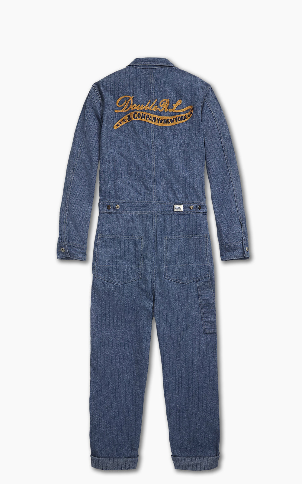 RRL Embroidered Jaspe Twill Coverall Navy/White | Cultizm