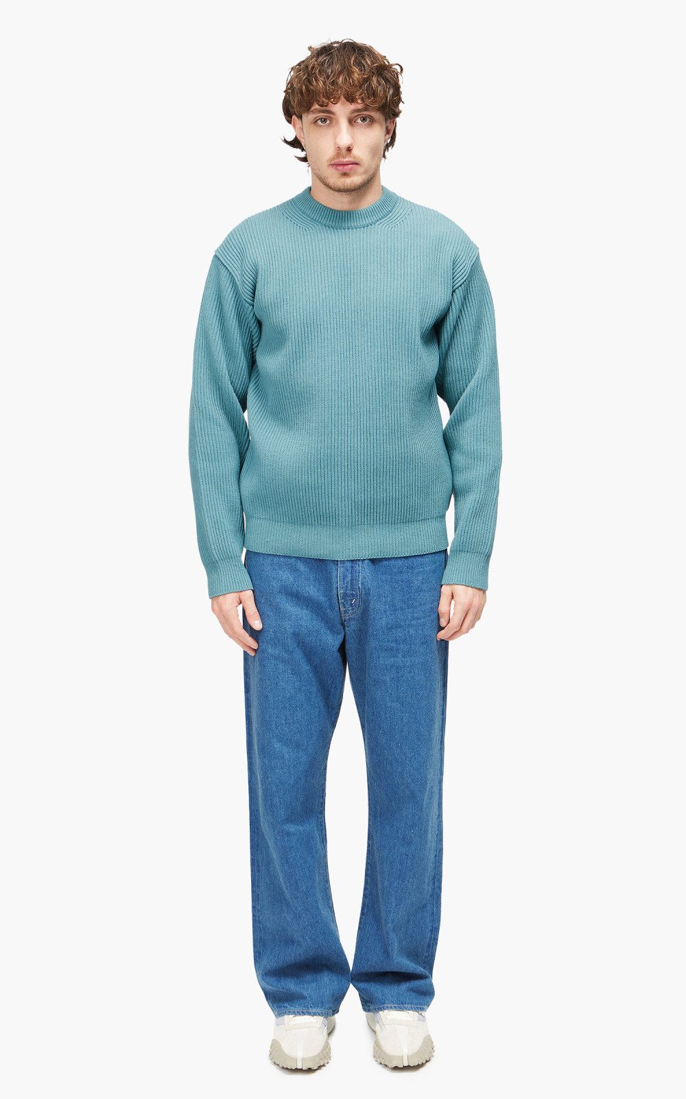 Auralee Super Fine Wool Rib Knit Big P/O Blue | Cultizm