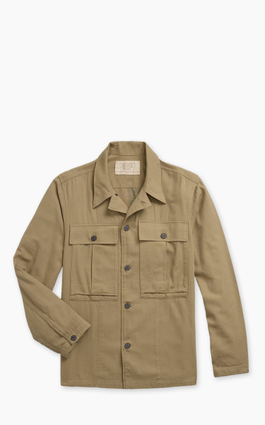 RRL Dobby Graphic Overshirt Dark Tan