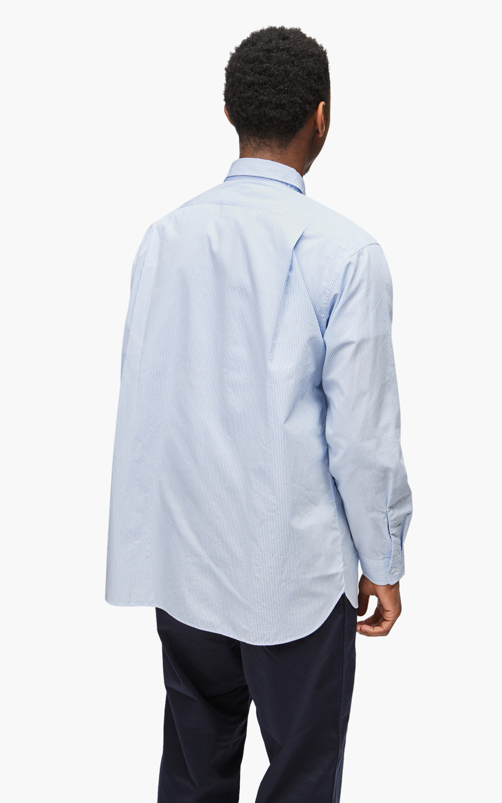 Nanamica Regular Collar Stripe Wind Shirt Sax | Cultizm