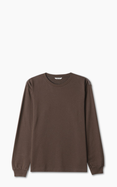 Auralee Cotton Mesh Dyed L/S Tee Dark Brown | Cultizm