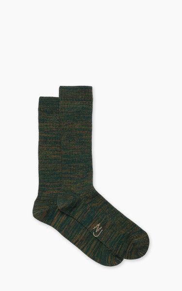 Nudie Jeans Rasmusson Mens Rib Slub Sock Greenmelange