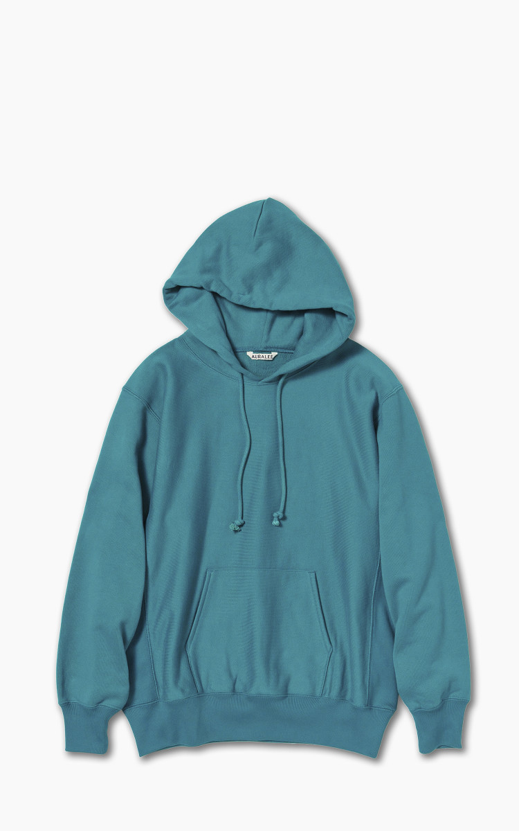 Auralee W High Count Heavy Sweat P/O Parka Teal Green | Cultizm