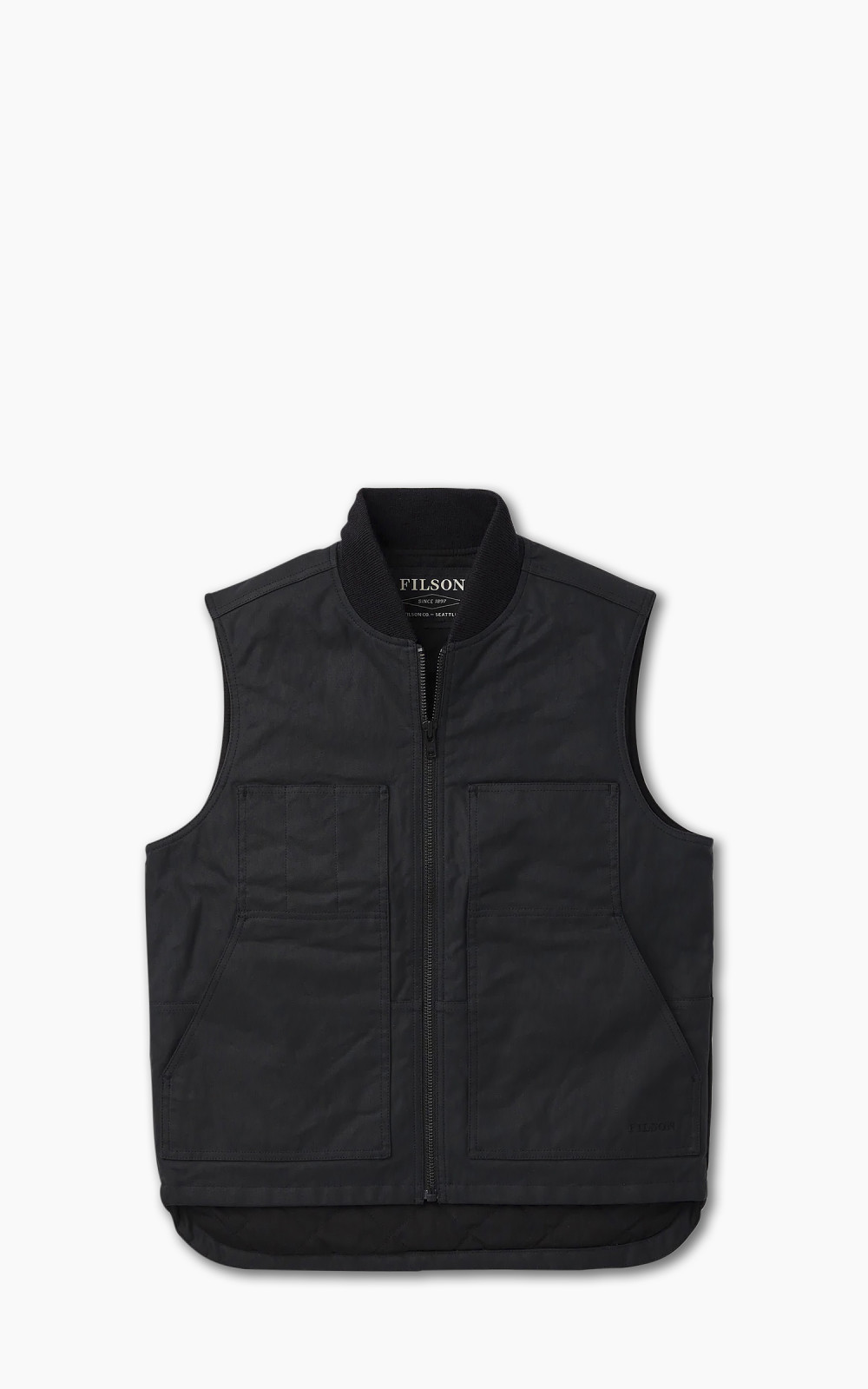 Filson Tin Cloth Insulated Work Vest Black, tough work vest