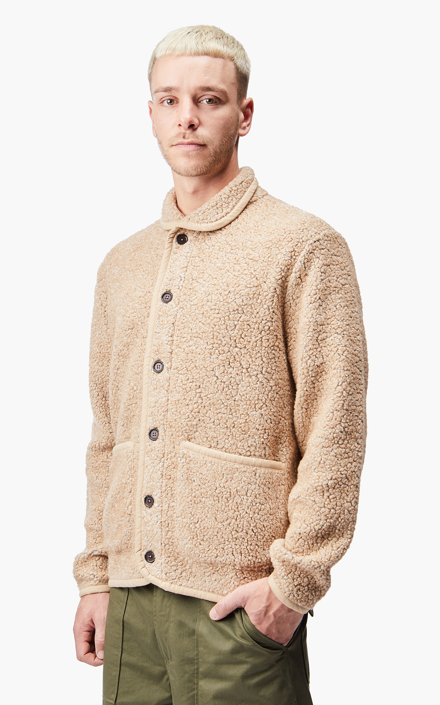 Universal Works Lancaster Jacket Shakespeare Fleece Stone | Cultizm