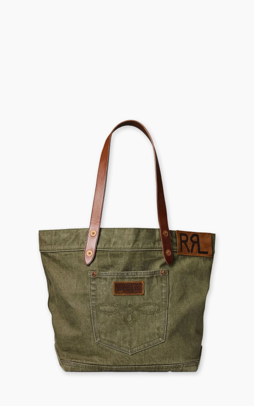 RRL Olsen Leather-Trim Twill Tote Olive