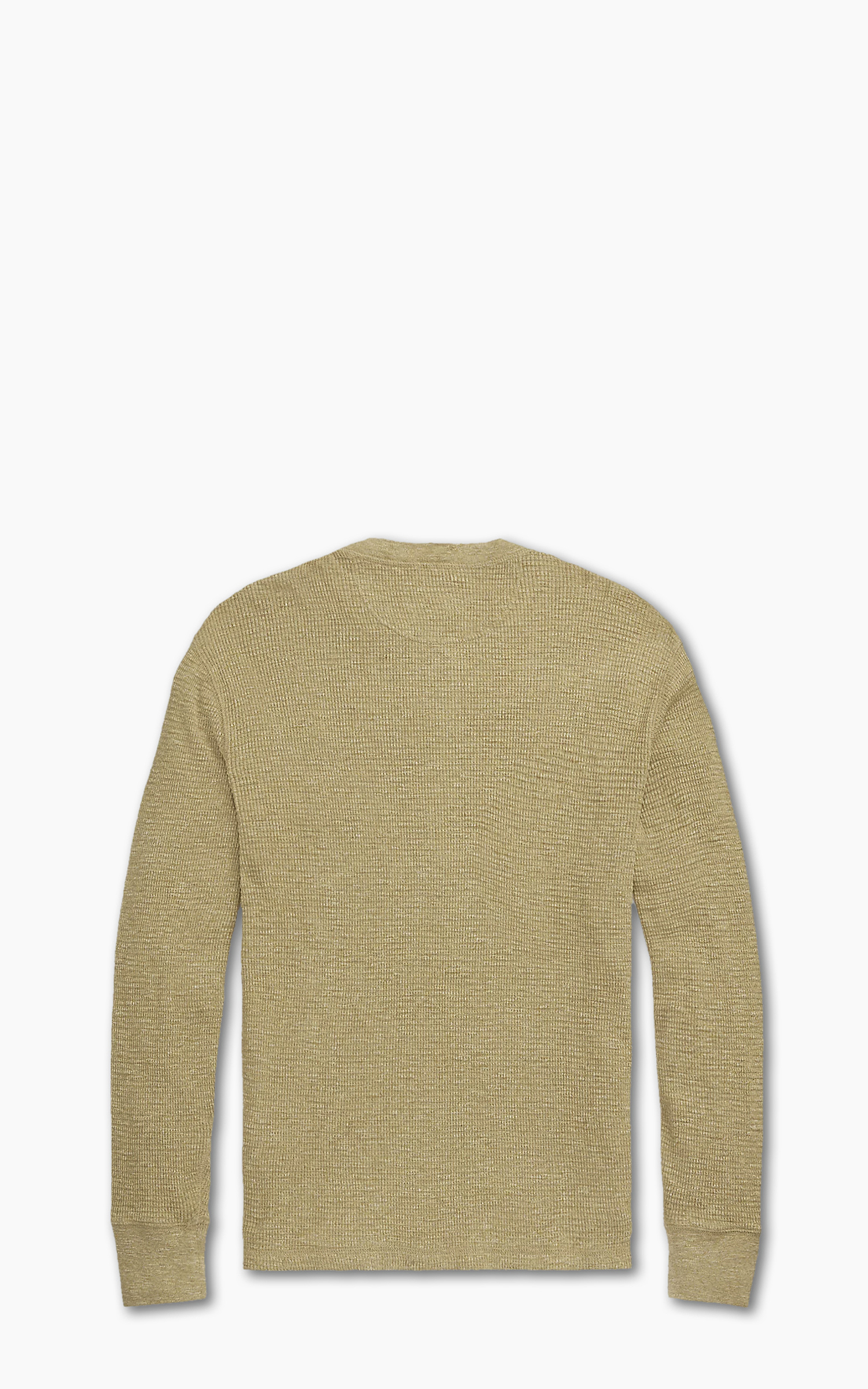 Waffle-Knit Henley Shirt Tan Heather