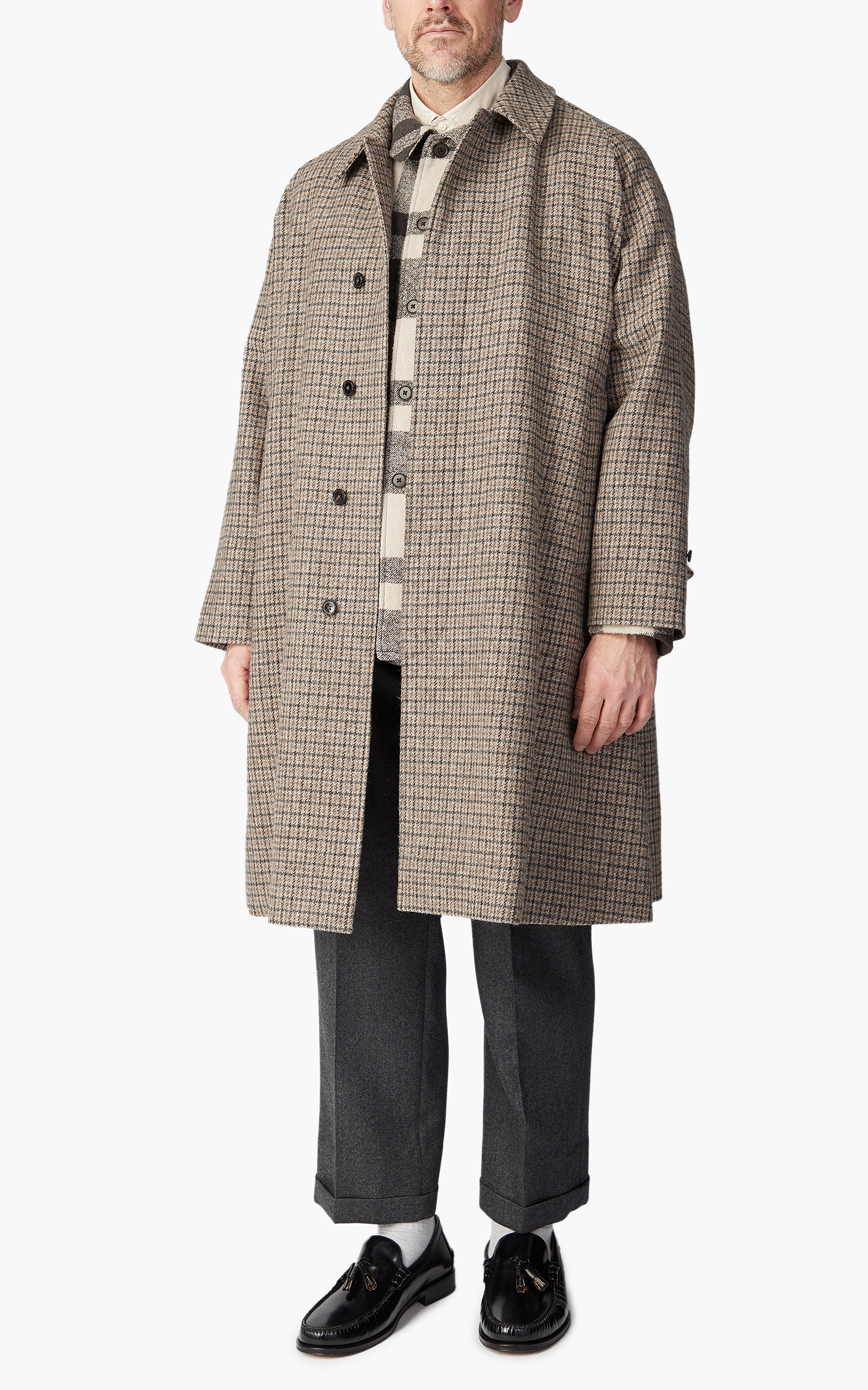 Kaptain Sunshine Walker Coat Gunclub Plaid Grey | Cultizm