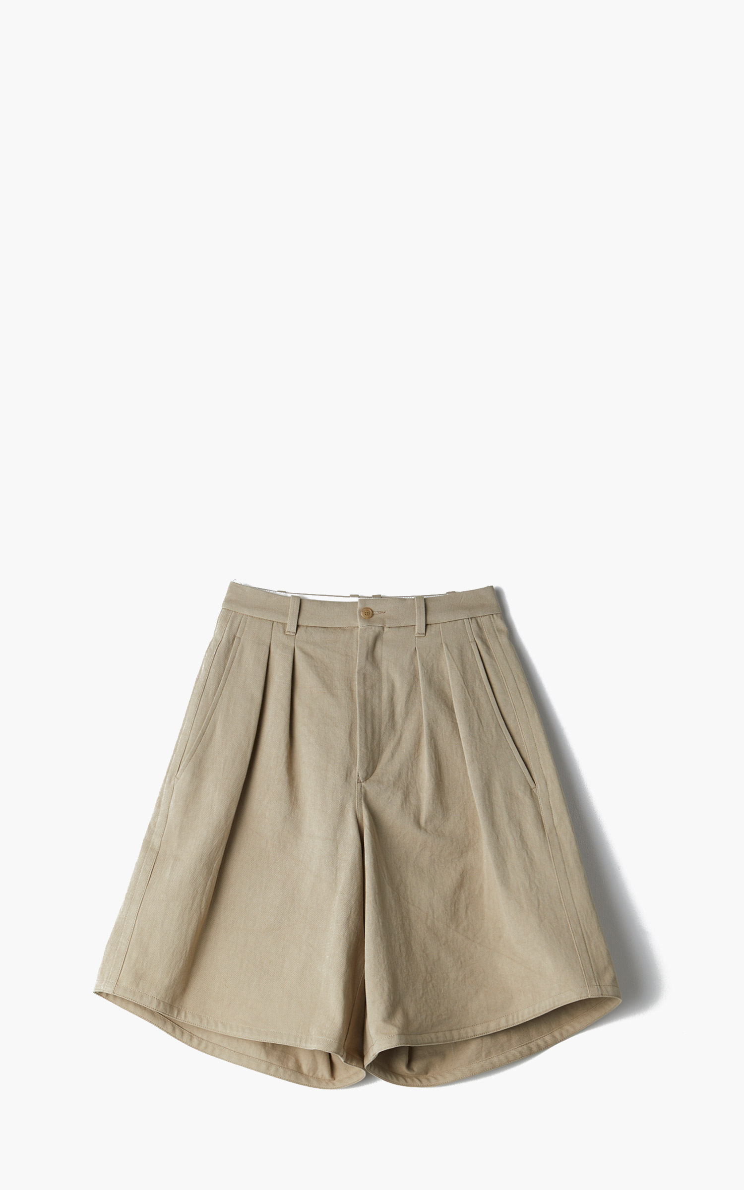 Hed Mayner Pleated Shorts Sunny Dry Washed Beige | Cultizm