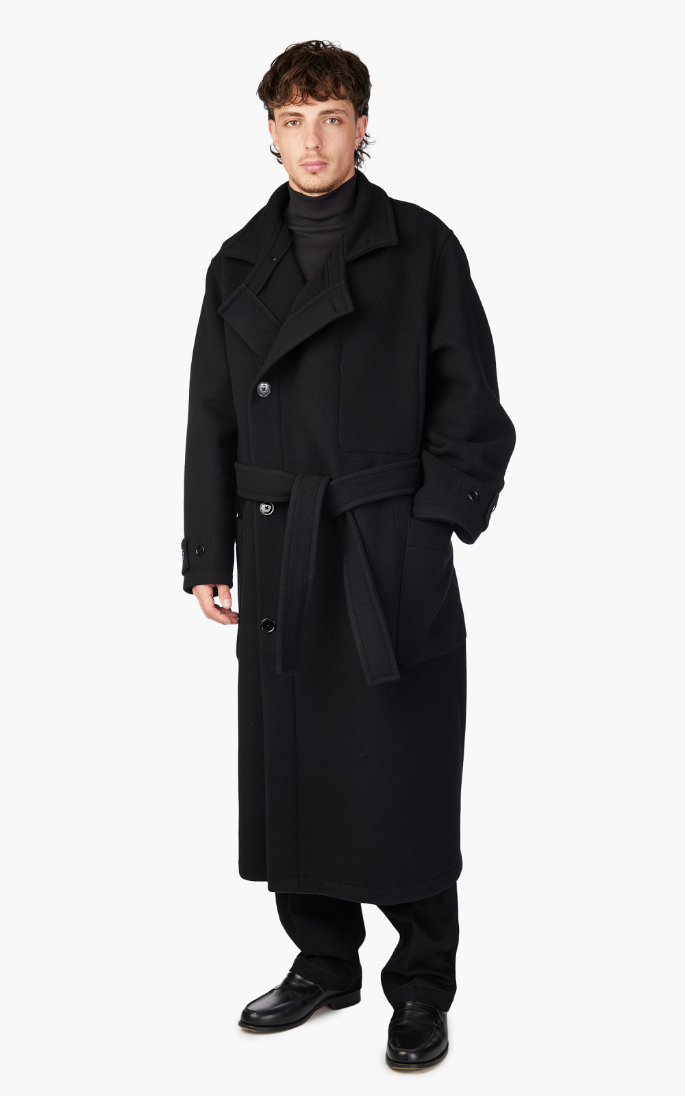 Lemaire Wrap Coat Wool Black | Cultizm