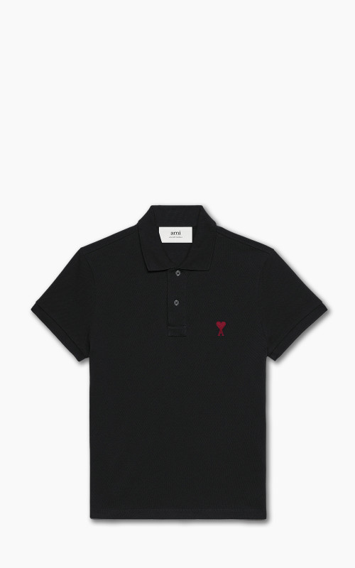 AMI Paris Ami De Coeur Polo Shirt Black