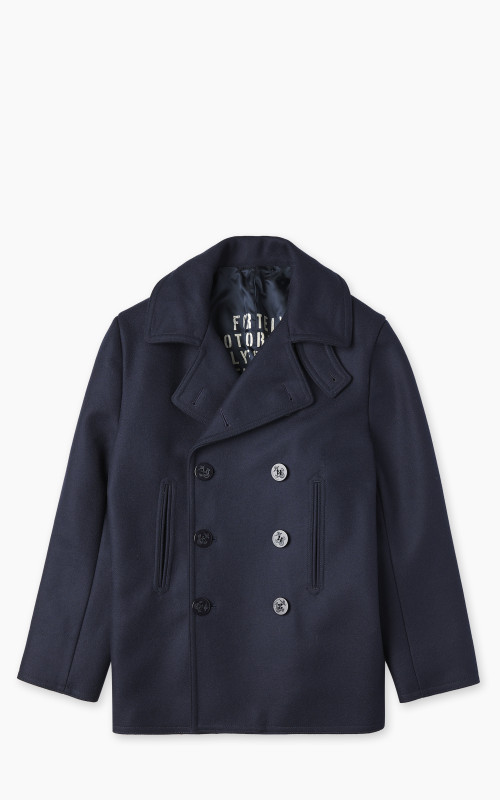 Fortela Double Breasted Pea Coat Navy