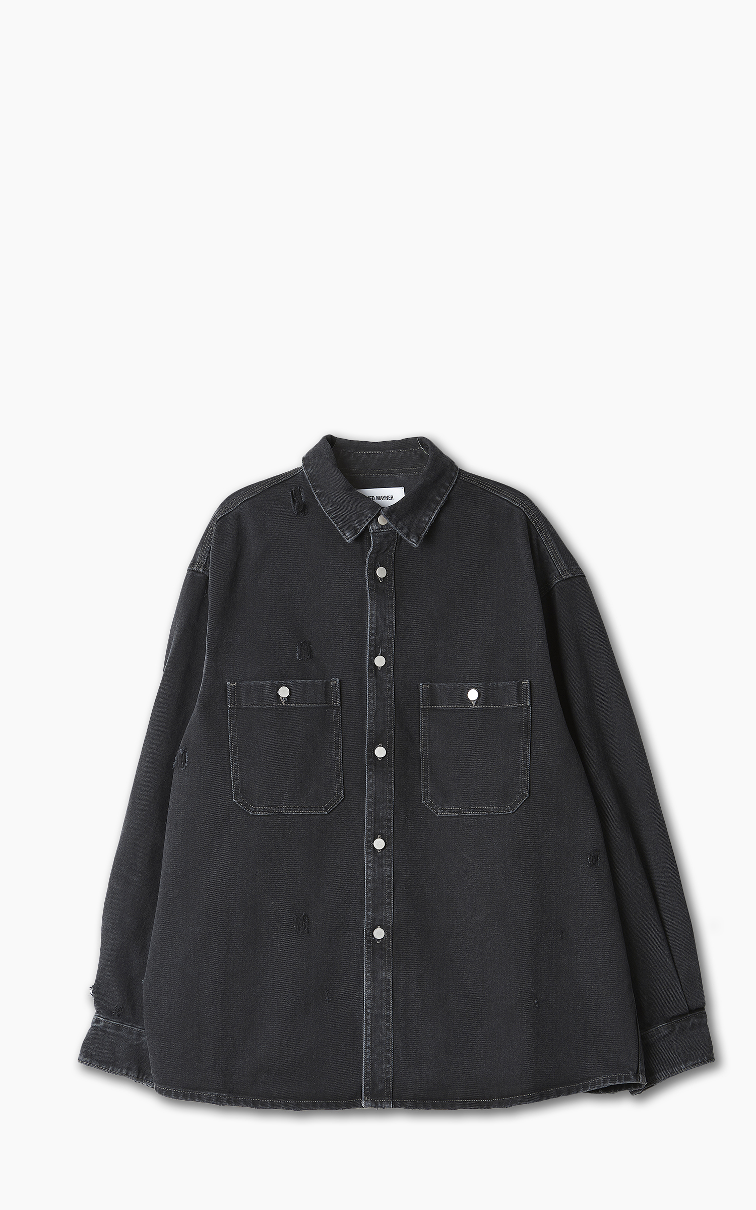 Hed Mayner Destroyed Denim Shirt Black Stone Washed