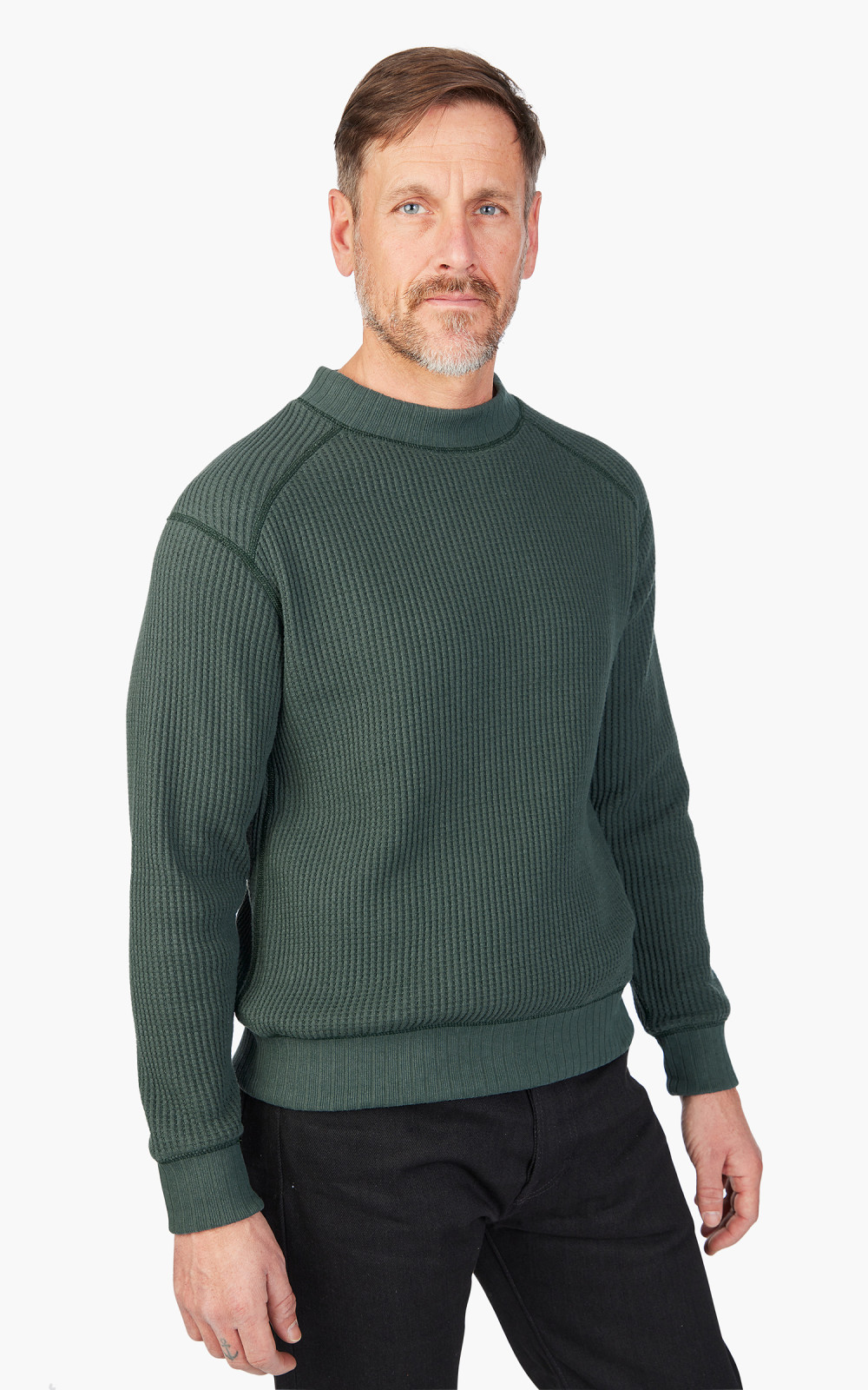 Jackman JM7200 Waffle Midneck Sweatshirt Ivy | Cultizm