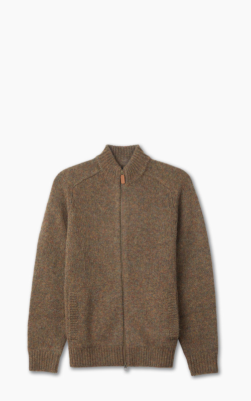 Barbour Calder Knitted Zip Thru Sweater Olive Tweed