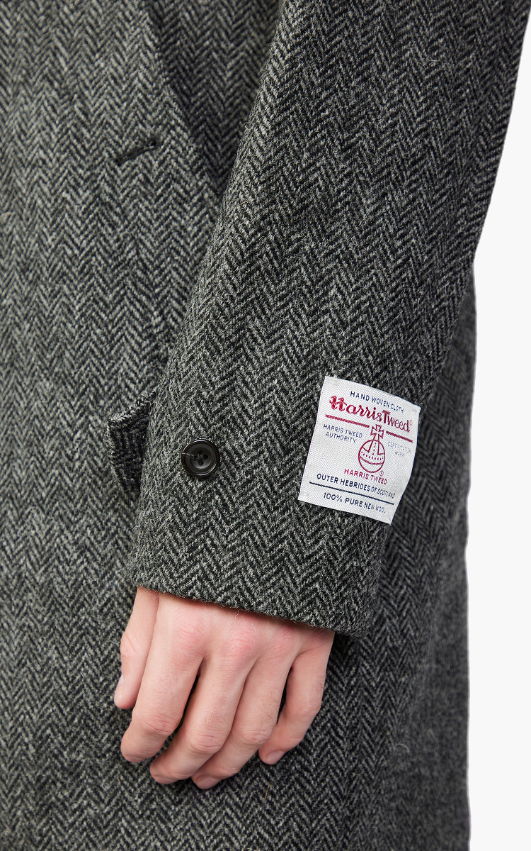 Beams Plus Harris Tweed Baru Color Coat Grey Herringbone | Cultizm