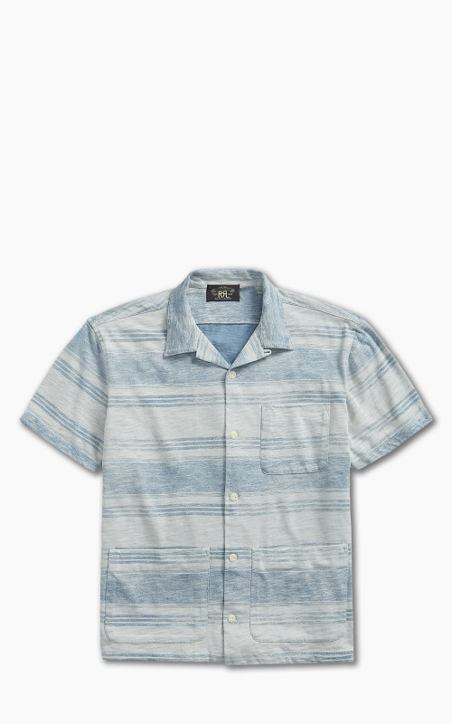 RRL Camp Shirt Striped Jersey Indigo