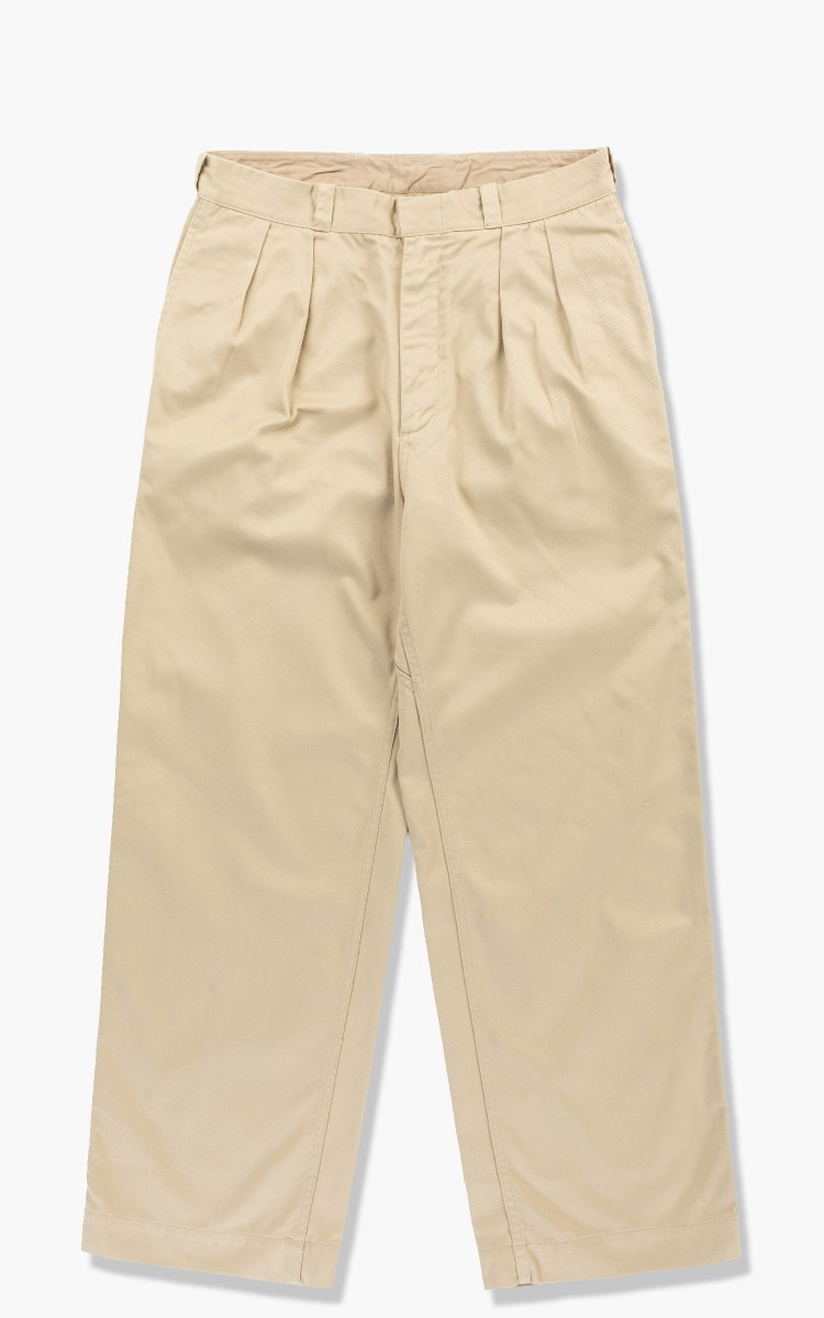 Nanamica Double Pleat Wide Chino Pants Khaki | Cultizm