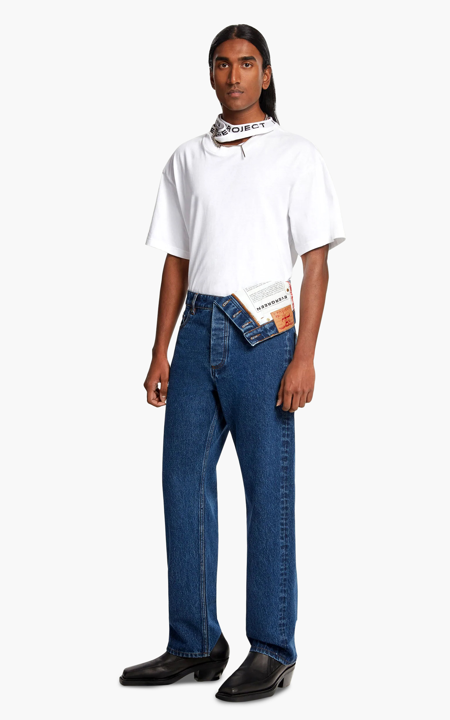 Y/Project Classic Asymmetric Waist Jeans Navy | Cultizm