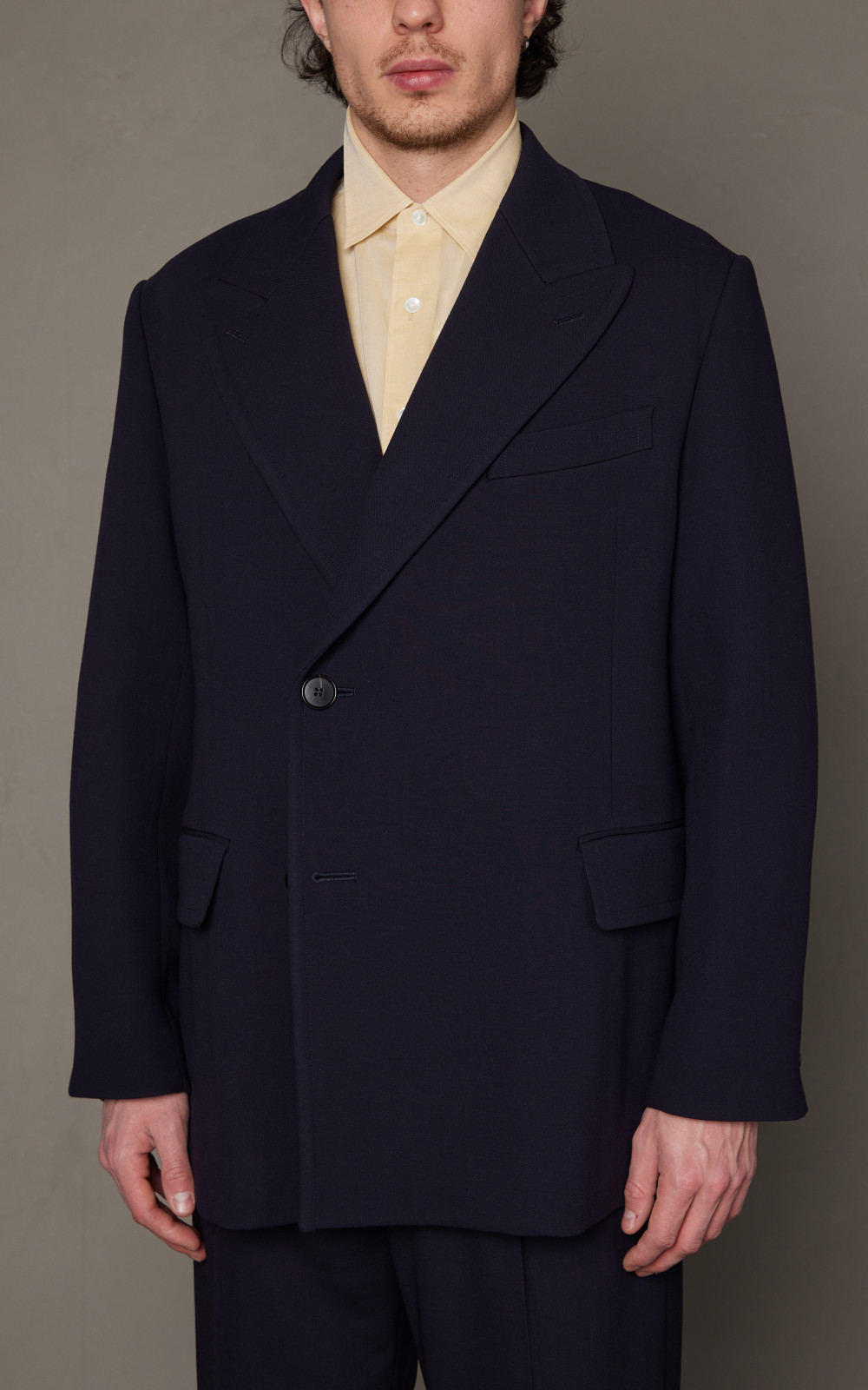 Auralee Double Cloth High Count Wool Jacket Dark Navy | Cultizm