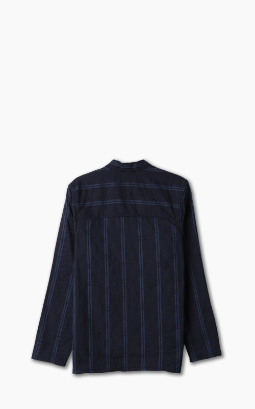 Naked & Famous Denim Kimono Shirt Sashiko Double Gauze Indigo Stripe ...