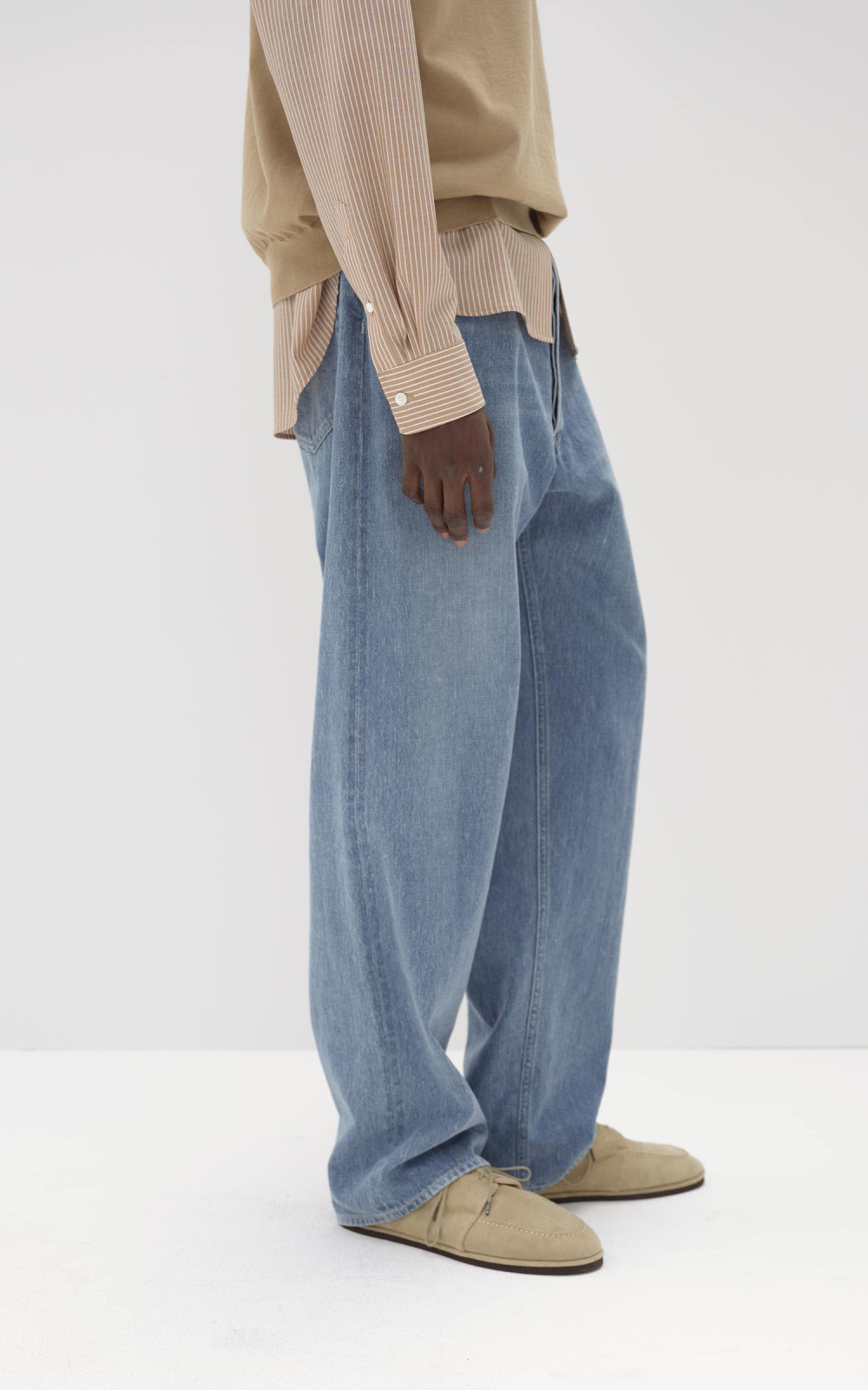 Auralee Selvedge Faded Light Denim Wide Pants Light indigo | Cultizm